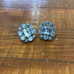 Vintage Diamond Jackie Kennedy Clip-On Earrings